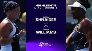 Diana Shnaider vs. Venus Williams  2024 Miami Round 1  WTA Match Highlights