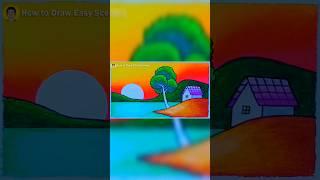 how to draw easy a sunset scenery on a lake #shorts #short #shortvideo