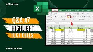 Highlight Text cells in Excel  English  Free  Sikkhon