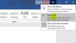 How to show and hide ribbon in Ms Word