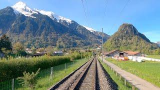  4K  Spiez - Zweisimmen cab ride Switzerland 05.2021 Führerstandsmitfahrt Simmentalbahn