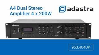 Adastra A4 Dual Stereo PA Amplifier 4 x 200W - 953.404UK