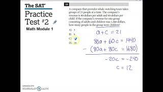 SAT Practice Test #2 Math Module 1 Problem #18