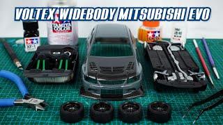 Building A Voltex Widebody Mitsubishi EVO 124 Scale Plastic Model Car. Fujimi kit.