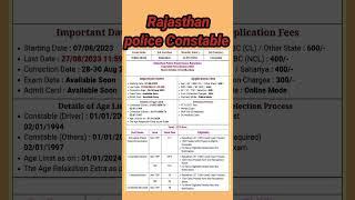 Rajasthan Police constable recruitment  Rajasthan Police constable New Vacancy #govtjobs