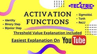 Activation Functions in Neural Networks Identity Binary & Bipolar Step Sigmoidal Tanh ReLU