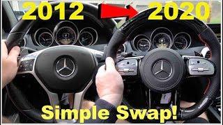 Best Upgrade For ANY Mercedes From 2012 To 2020 C63 AMG Steering Wheel Swap Easy DIY W204 W205 