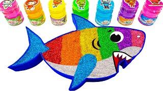 ASMR Video l Mixing All My Glitter Slime Into Rainbow Baby Shark Bathtub  Making By YoYo