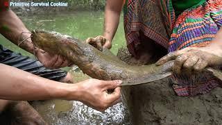 Primitive Life Unique Build Fish Trap in Mud Dry - Smart Trap Fish Work 100% Primitive Survival