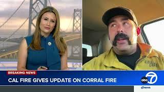 CAL FIRE gives latest on Corral Fire burning near Tracy and Alameda counties