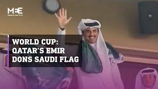 World Cup Qatari Emir Tamim bin Hamad Al Thani dons Saudi flag at Saudi Arabia-Argentina match
