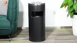 BEAMNOVA Outdoor Trash Can with Lid Black Commercial Garbage Enclosure Stainless Steel Yard