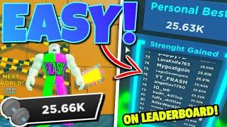 I GOT ON THE STRENGTH LEADERBOARD IN Strongman Simulator Roblox