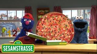 Krümelmonster bestellt eine große Pizza bei Grobi  Lernen  Sesamstraße