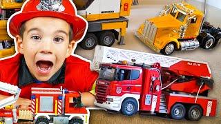 Cops & Firefighter Costume Pretend Play  Fire Trucks & Emergency Vehicles for Kids  JackJackPlays