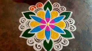 Aani madham special 5x3 beautiful flower Rangoli aadi traditional easy rangoligokulramya kolangal