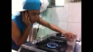 Guy Plays Neon Rave DJ Music With Gas Stove