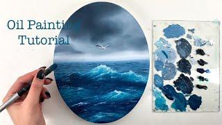 OCEAN OIL PAINTING TUTORIAL- Beginner  Intermediate  how to paint a realistic bird over the ocean