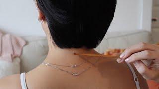 ASMR  Nape of neck attention  tracing jewelry sounds baby comb tingles whisper real person