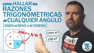 Cómo hallar las RAZONES TRIGONOMÉTRICAS de un ÁNGULO CUALQUIERA  Razones del cuarto cuadrante 