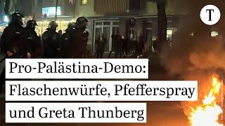 Pro-Palästina-Demo in Berlin Flaschenwürfe Pfefferspray und Greta Thunberg  Gaza-Krieg Israel