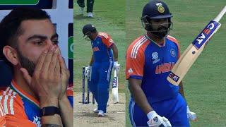 Angry Rohit Sharma throw his bat after being clean bowled by Mitchell Starc on 92 run Ind vs Aus T20