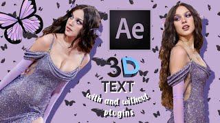 3d text on after effects with and without plugins - tutorial