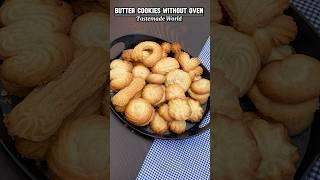 Easy No Oven Butter Cookies Recipe #shorts #food #tastemadeworld #buttercookies #biscuits #trending