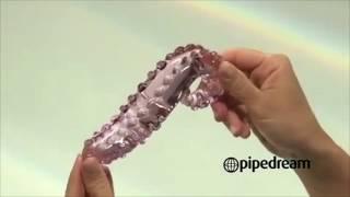 Icicles No  24 Textured Pink Glass Dildo