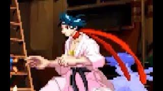 Angry Asian girl reads a big American blonde man with the tip of her toe fightcade