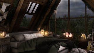 Cozy Rain Sounds For Sleeping ️ Bedtime Bliss With Rainy Evening Ambience In A Cozy Attic Hideout