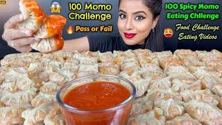 ASMR Eating 100 Spicy Momos Dumplings Eating challenge Indian Street Food ASMR Eating Mukbang Video