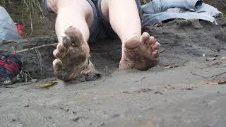 showing off barefeet and marching in the mud 1