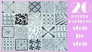 20 EASY Doodle Patterns  Step by Step  Zentangle patterns