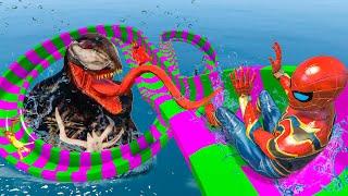 New water park GTA 5 GIANT WaterSlide Spiderman Water Ragdoll Ep 102 #waterslide #ragdoll