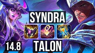 SYNDRA vs TALON MID  1313 Legendary 700+ games  EUW Master  14.8