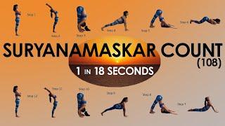 108 Suryanamaskar ll 1 Surya Namaskar in 18 Seconds ll Suryanamaskar Count  Cardio  Weightloss