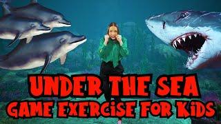 Under the Sea Game Exercise for Kids  Learn About 3 Different Sharks  Indoor Workout for Children