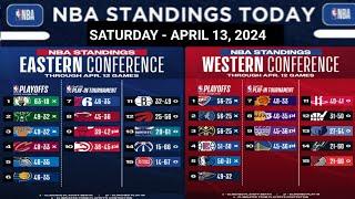 NBA STANDINGS TODAY as of APRIL 13 2024  GAME RESULT