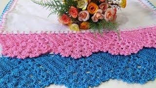 Easy and fast single row crochet dishcloth barring subtitled