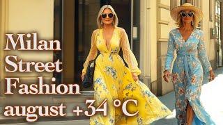  Milan Street Fashion at +34°C93°F  The Most Stunning Summer Outfits. Gorgeous Women in Milan