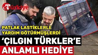 Patlak Lastiklerle Deprem Yardımı Taşıyan Tır Sürücüsü Kardeşlere İş Adamlarından Anlamlı Hediye