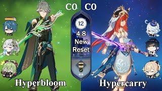 C0R1 Alhaitham Hyperbloom & C0 Nilou Hypercarry  Spiral Abyss 4.8  Genshin Impact