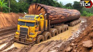 Extreme Dangerous Monster Logging Wood Truck Driving Skills  Powerful Machines And Heavy Machinery