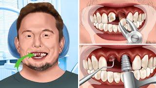 ASMR Replaced Elon Musks broken tooth  Remember to take care of your teeth regularly  Dental care