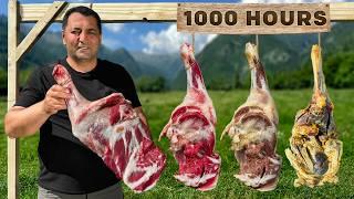 Cooking Homemade Cured Meat by Ancient Techniques 1000 Hours Lamb Meat Cured in Salt