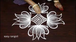 Latest easy rangoli art designs by Suneetha  simple cute lotus kolam  small muggulu