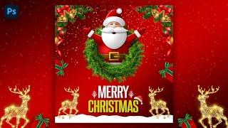 Christmas Social Media Post Design in Photoshop  Photoshop 2022 Social Media Designs Tutorial