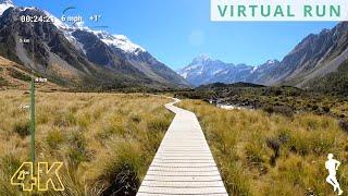 Virtual Run 5k  Virtual Running Videos For Treadmill  Mount Cook Hooker Valley New Zealand