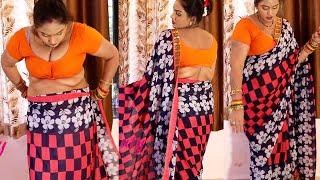 Easy Saree Draping With Cotton Orange Blouse  Saree Draping  Beginners Saree Draping Tutorial